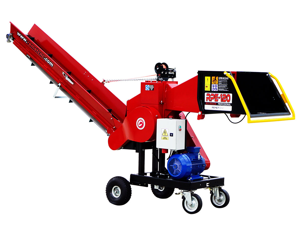 Remet RPE-120 PROFESSIONAL elektromos ágaprító + 3 m szállítószalag + kézi alváz